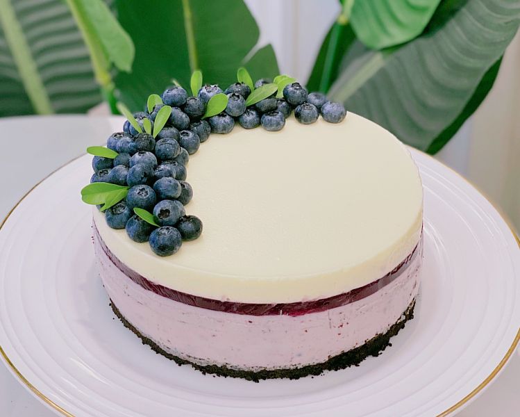 蓝莓芝士蛋糕成品图