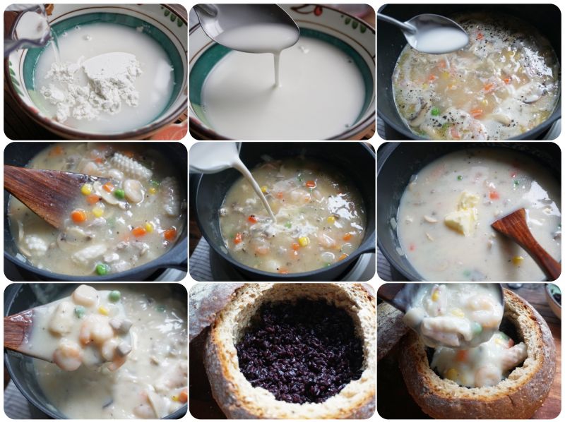 第6步(INS上超火的紫米海鲜面包碗的做法)