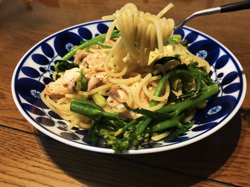 第6步(日影小森林之野蒜鲑鱼菜花pasta的做法)