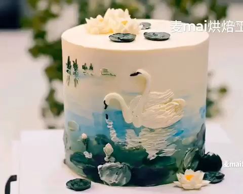 浮雕蛋糕 生日蛋糕 淡奶油立体蛋糕 天鹅蛋糕 婚礼蛋糕成品图