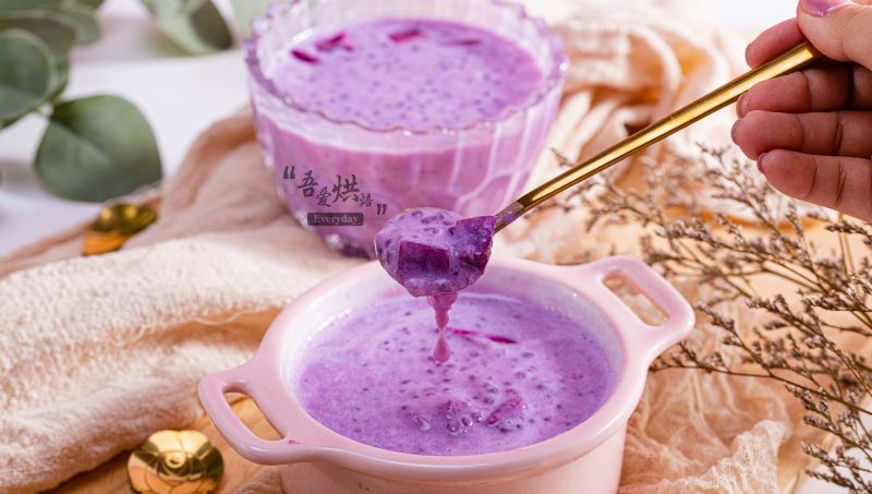 紫薯牛奶西米露成品图