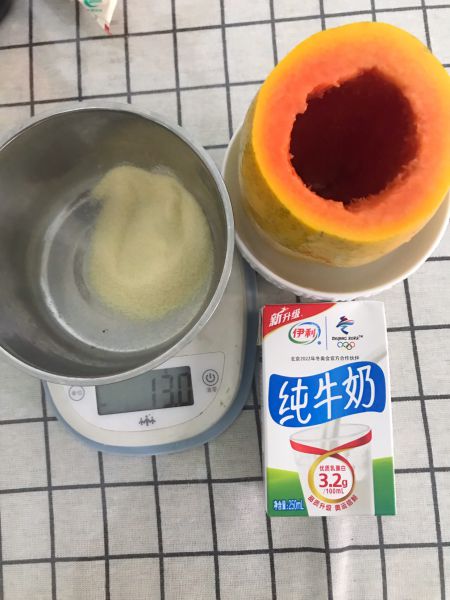 第1步(木瓜牛奶布丁的做法)