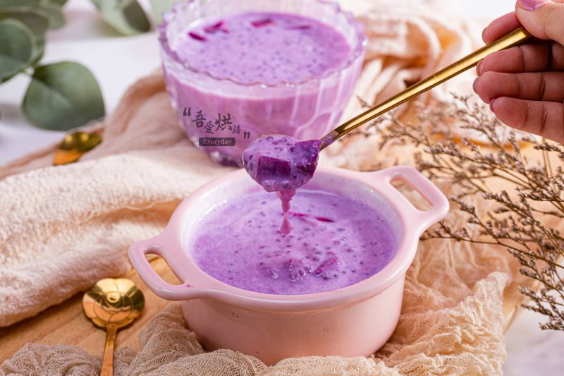 紫薯牛奶西米露成品图