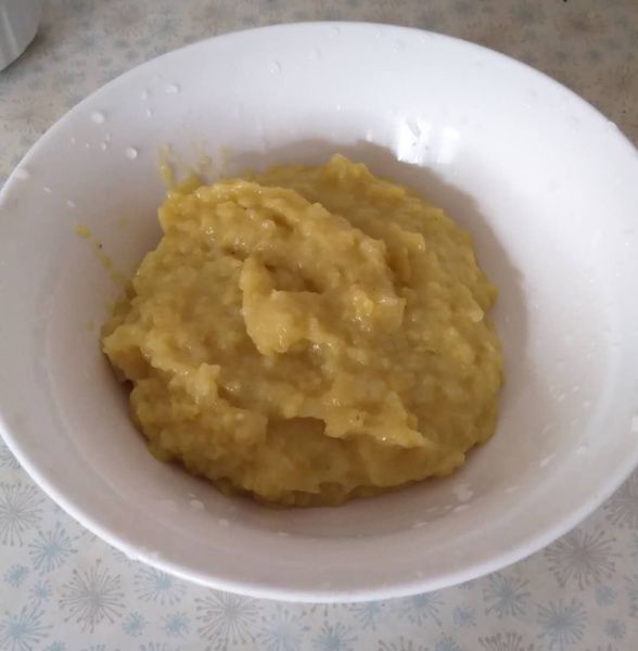 第2步(咖喱土豆搅团（无油素食）的做法)