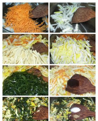 第5步(干豆腐白菜炒海带丝的做法)